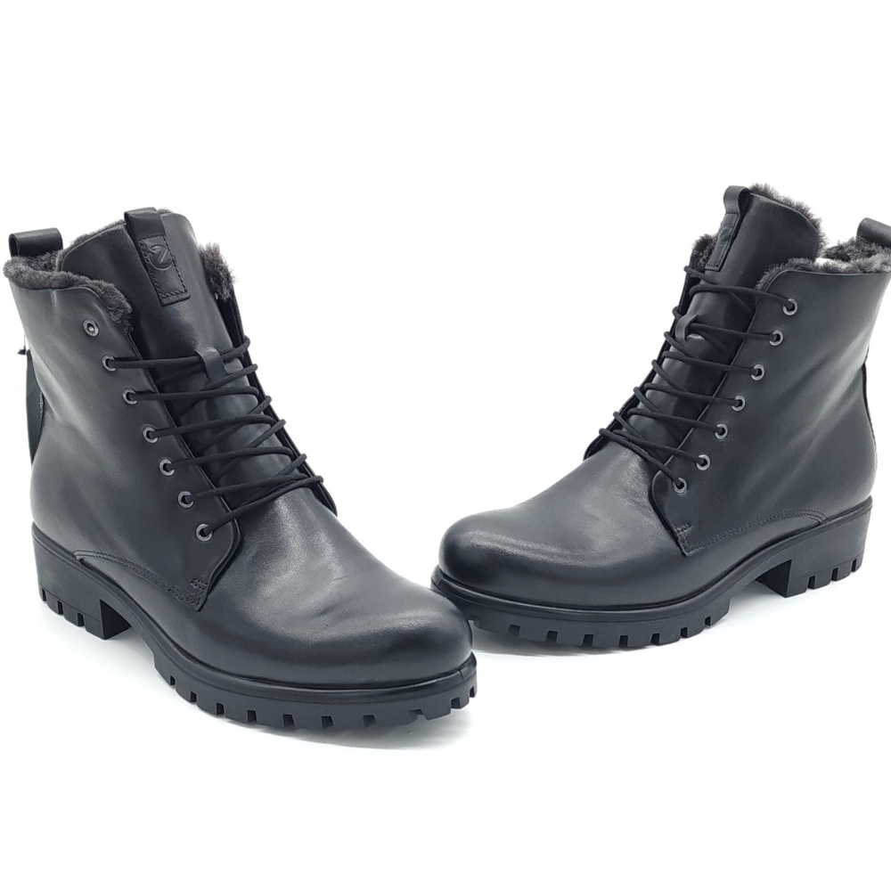 ECCO Modtray Women's Insulated Black Lace Up Ankle Boots Size 8-8.5 EU 39